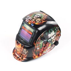 Solar-powered auto-light-changing welding helmet