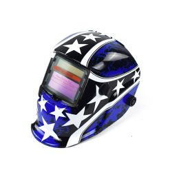 Solar-powered auto-light-changing welding helmet