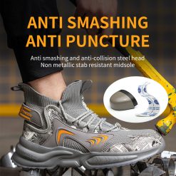 Safety shoes labor insurance shoes men steel head anti-smash anti-puncture high-top lightweight fashionable safety protection shoes workwear shoes tide shoes