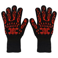 Flame retardant large double BBQ BBQ silicone heat insulation 800 degrees anti-scald oven microwave oven high temperature labour protection gloves