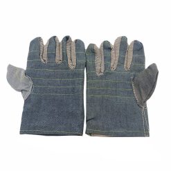Double denim gloves five fingers thickened wear-resistant heat insulation protective gloves labour protection denim double wholesale canvas gloves