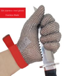 304 stainless steel steel ring gloves anti chainsaw slaughter machinery anti-cutting level 5 anti-cutting steel wire labour protection gloves