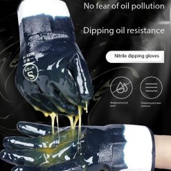 Wear-resistant, oil-resistant rubber gloves, non-slip thickened dipped rubber gloves, butyl rubber gloves for car repair, oil-resistant industrial diesel special gloves.