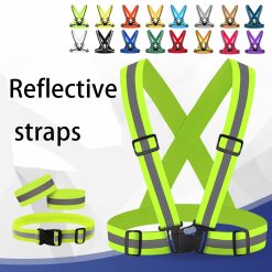 Reflective straps reflective clothing manufacturers can print logo elastic reflective straps waistcoat adjustable elastic outdoor reflective vest for night running