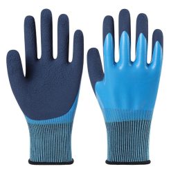 Double full rubber waterproof latex gloves labour protection wear-resistant non-slip site work double-sided dip rubber gloves to catch the sea rubber gloves