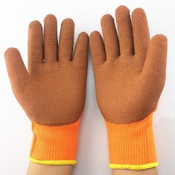 pvc full hanging rubber gloves winter warm padded wear-resistant gloves pulling hair thickened anti-oil wear terry gloves