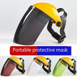 PC protective face screen transparent welder's mask anti-spatter impact yellow top headgear oil-resistant welding mask wholesale