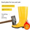 Supply Men's Steel Toe Labor Insurance Rain Shoes Smashproof Agricultural Factory Construction Chemical Industry Glossy Labor Insurance Rain Boots