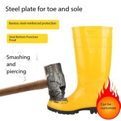 Supply Men's Steel Toe Labor Insurance Rain Shoes Smashproof Agricultural Factory Construction Chemical Industry Glossy Labor Insurance Rain Boots