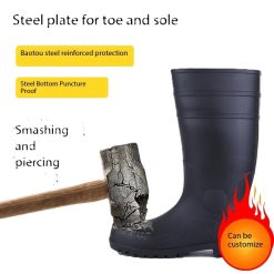 Safety rain shoes High-top steel toed steel sole rain boots Anti-smash anti-puncture frosted labour boots Men's tunnel miners labour protection water shoes