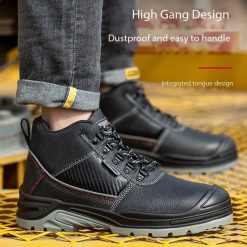 Safety shoes black anti-smash anti-puncture anti-static steel toes labor insurance shoes high and low gang two layer cowhide safety shoes protective shoes