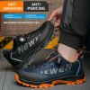 Cross-border fashion new labour insurance shoes anti-smash anti-puncture anti-odour men wear shoes non-slip knob buckle steel shoes breathable