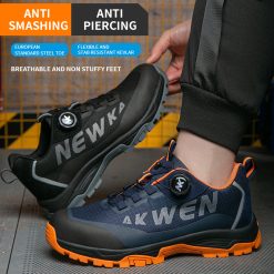 Cross-border fashion new labour insurance shoes anti-smash anti-puncture anti-odour men wear shoes non-slip knob buckle steel shoes breathable