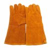 Factory direct double yellow hanging lining wholesale long welding gloves heat insulation hardware handling welding gloves labour protection