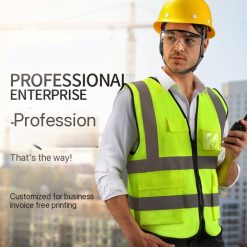Reflective vest, fluorescent vest, multi pocket traffic and road safety protective clothing, printable