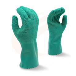 New support for customized wear-resistant waterproof anti-slip latex full immersion wave pattern fishing safety protection long-sleeved gloves